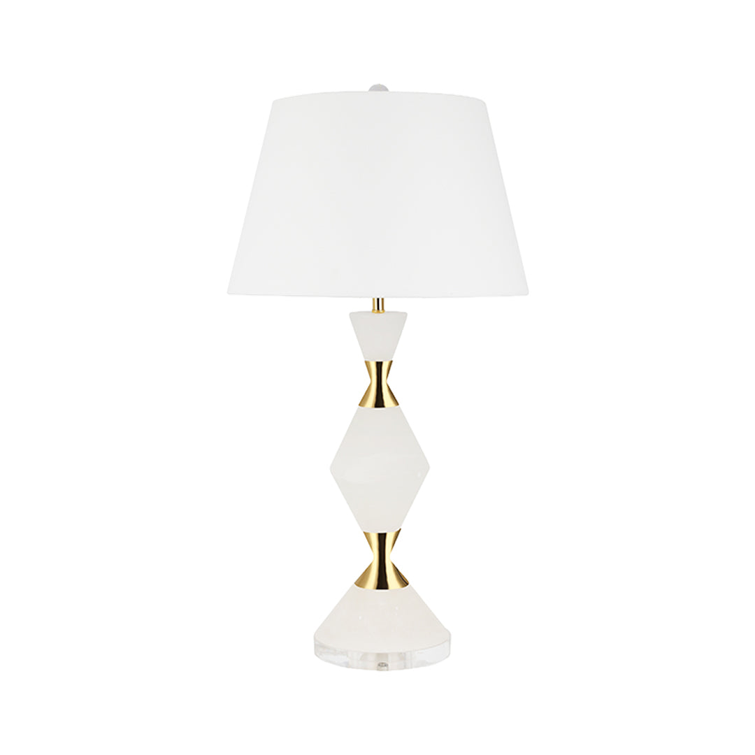 Elegant White Contemporary Table Lamp with Gold Accents - Modern Home Lighting Decor