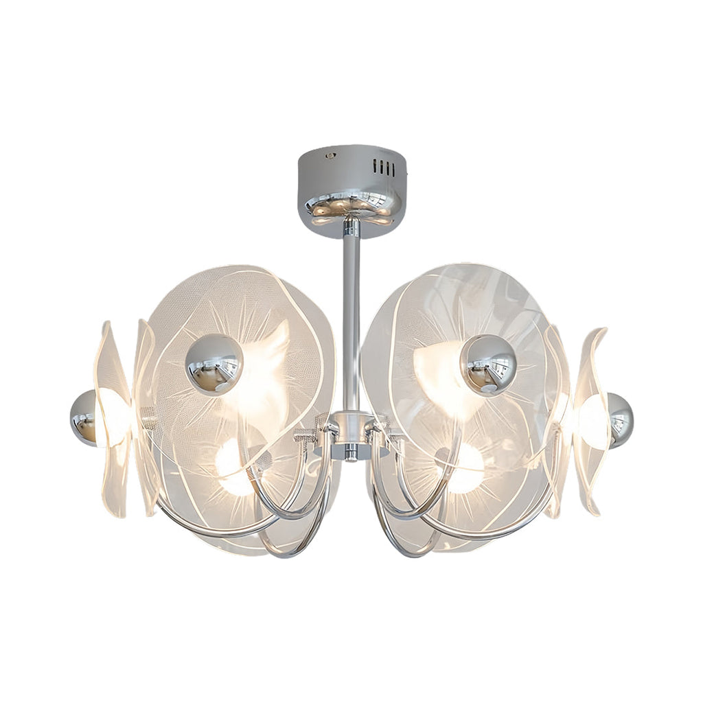 Acrylic LED Chandelier with Chrome Accents - Modern Multi-Head Ceiling Light