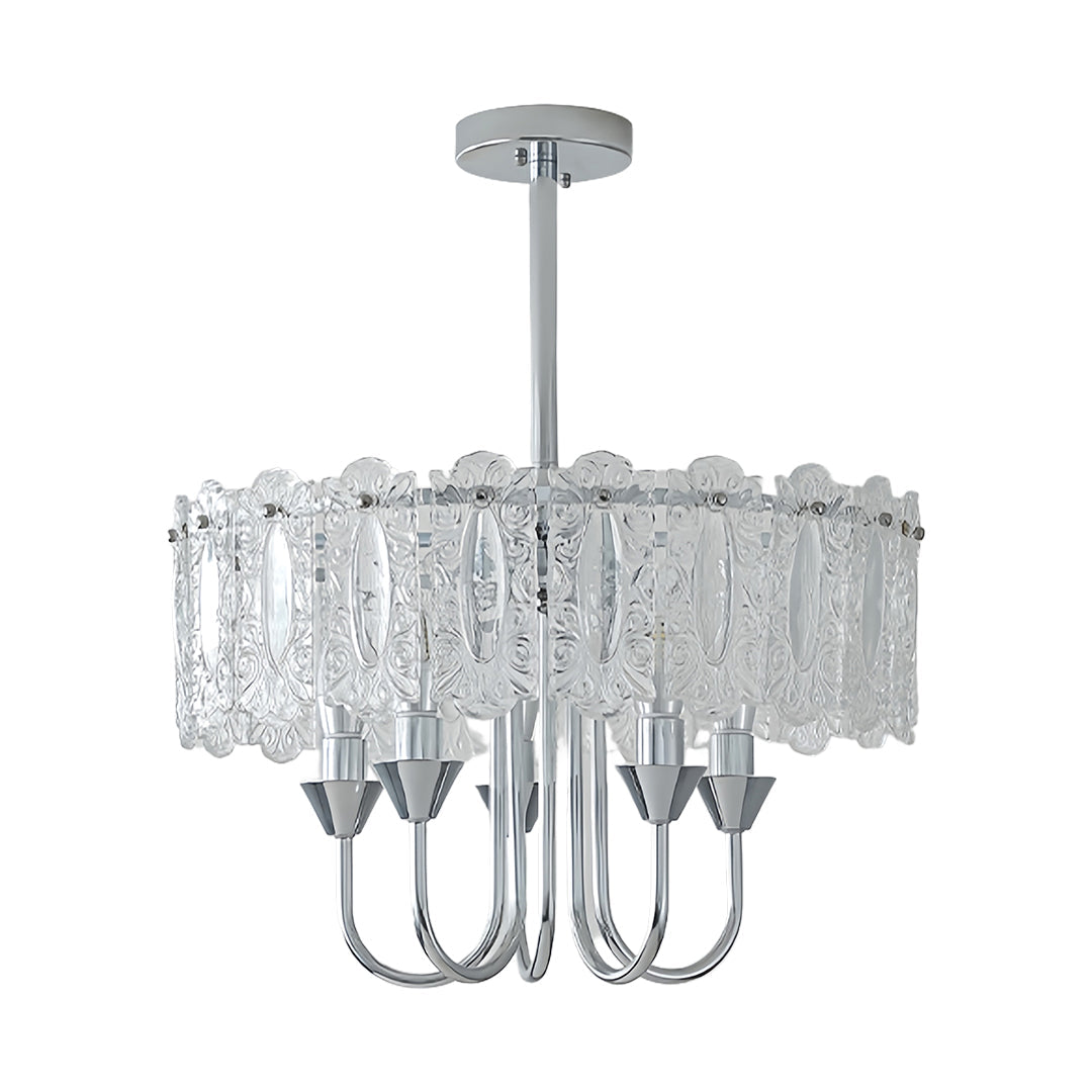 French Iron Chandelier Chrome Ceiling Light - Chic Metal Island Fixture