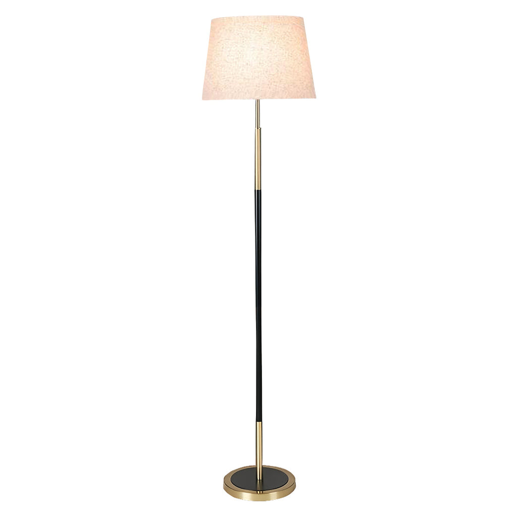 Vintage Wrought Iron Floor Lamp with Fabric Shade - Country Style Lighting
