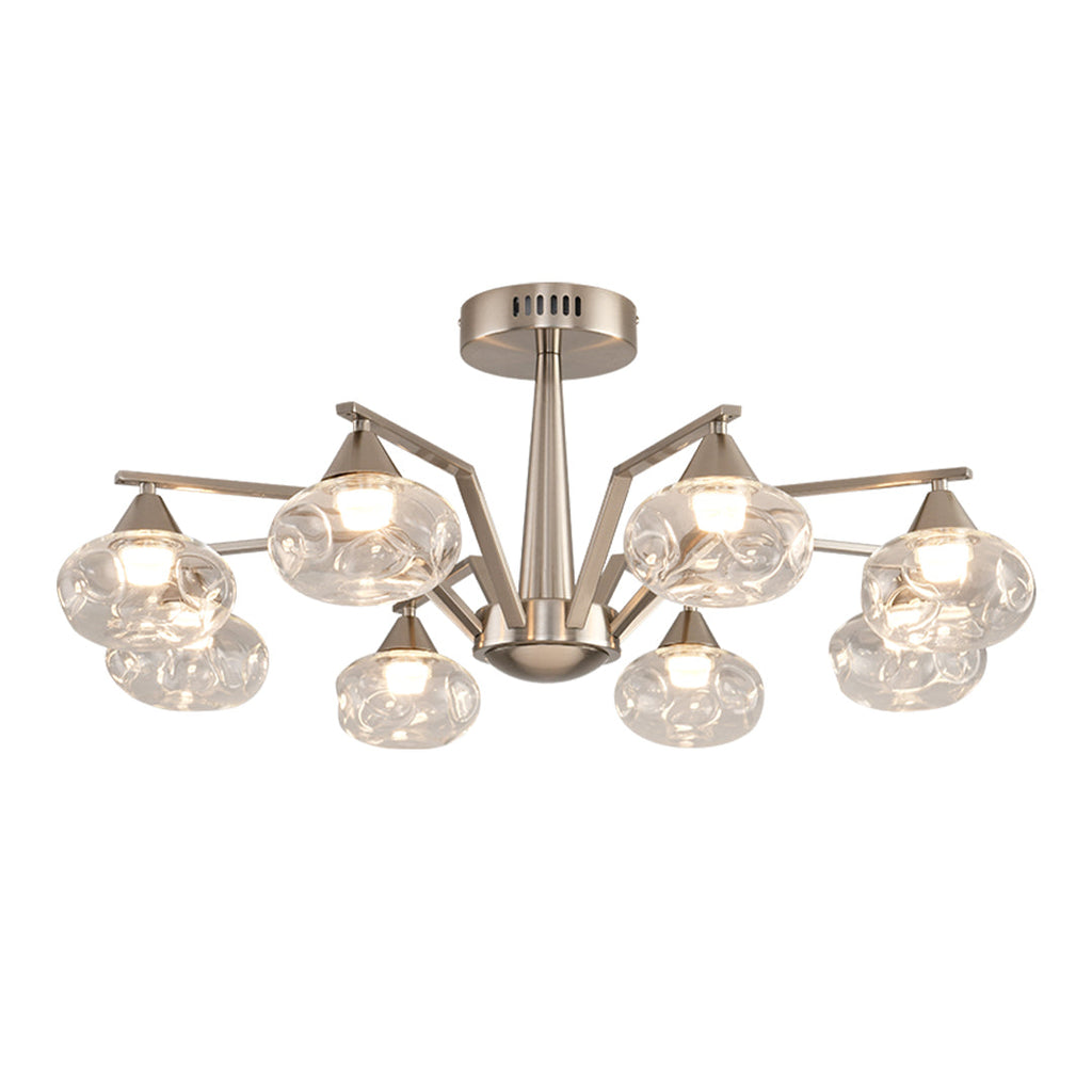 Sputnik Mid Century Semi-Flush Mount Ceiling Light - Silver Metal Pendant Fixture