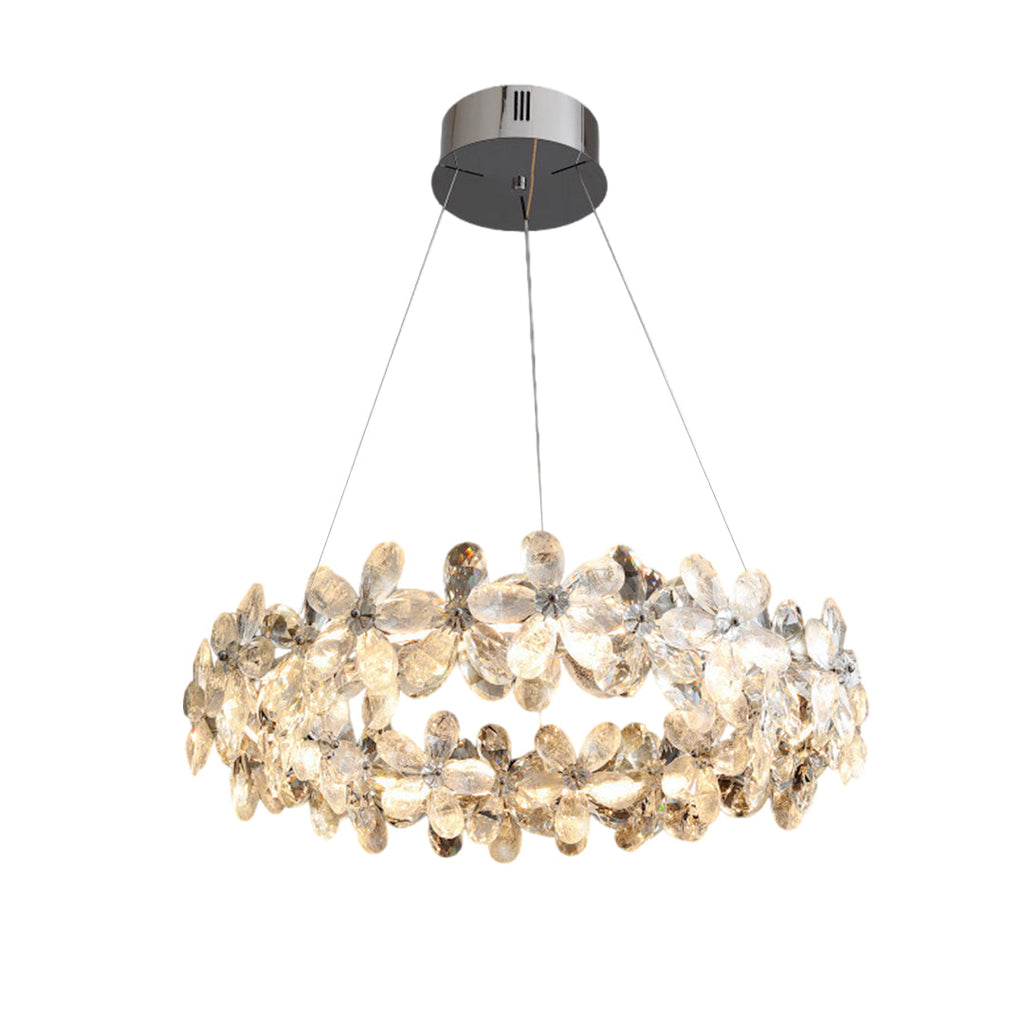 French Flower Crystal Chandelier - Elegant Dining Room Light Fixture
