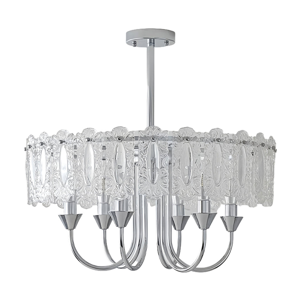 French Iron Chandelier Chrome Ceiling Light - Chic Metal Island Fixture