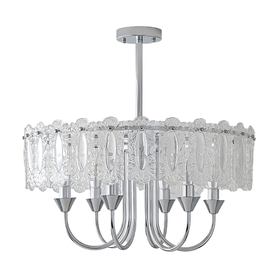 French Iron Chandelier Chrome Ceiling Light - Chic Metal Island Fixture