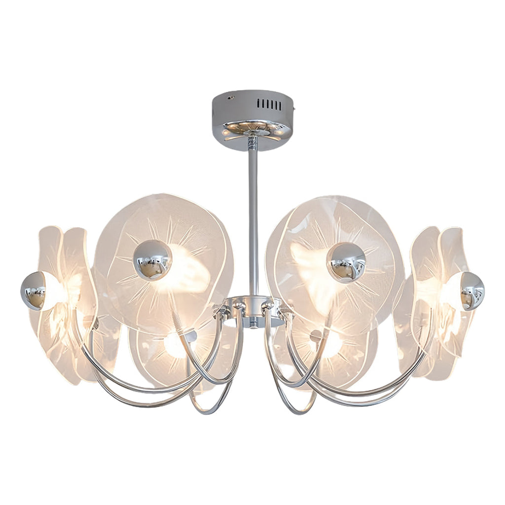 Acrylic LED Chandelier with Chrome Accents - Modern Multi-Head Ceiling Light