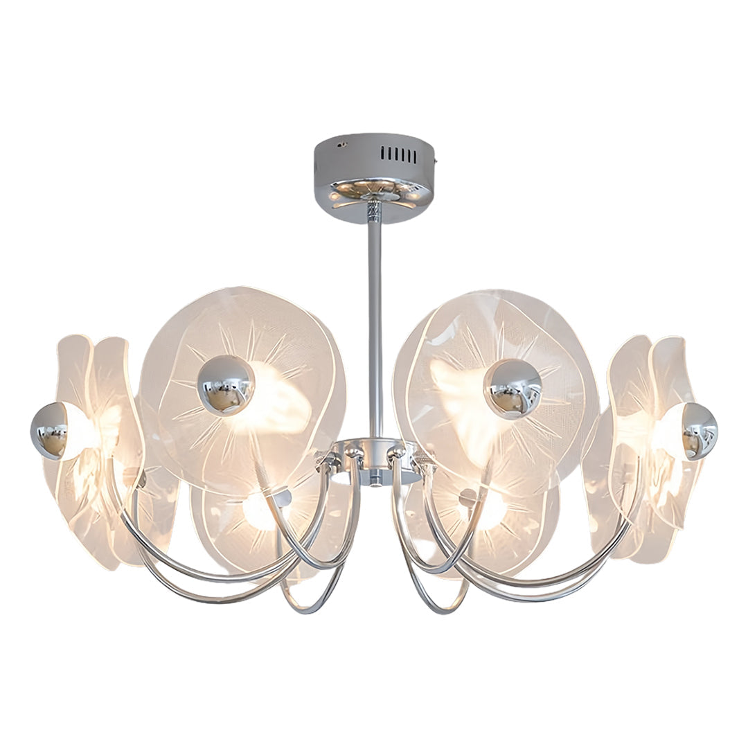 Acrylic LED Chandelier with Chrome Accents - Modern Multi-Head Ceiling Light