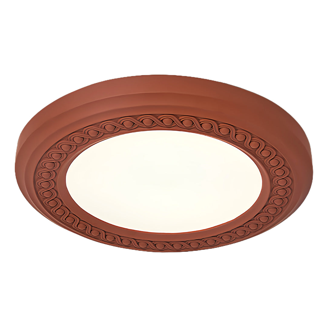 Retro Flush Mount Carved Resin Acrylic Ceiling Light