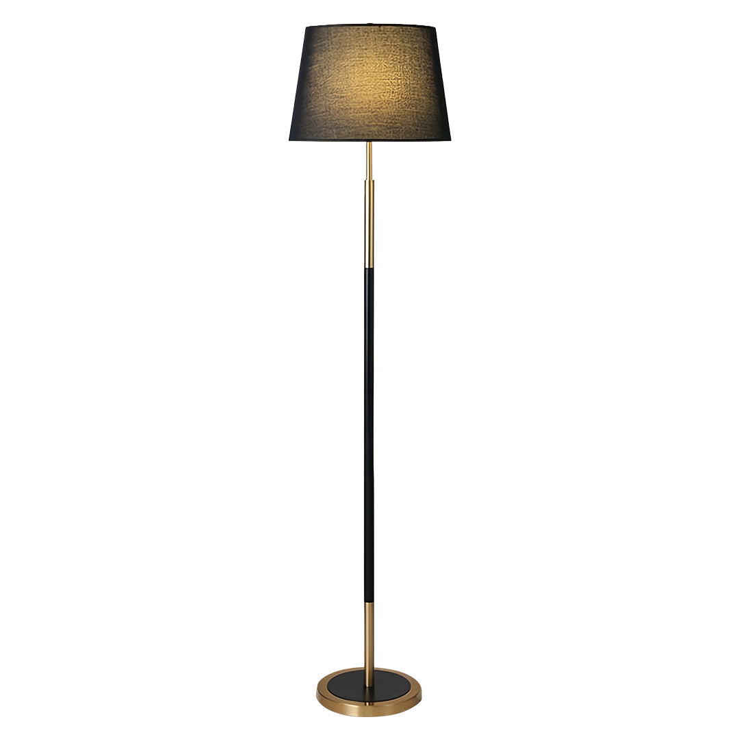 Vintage Wrought Iron Floor Lamp with Fabric Shade - Country Style Lighting