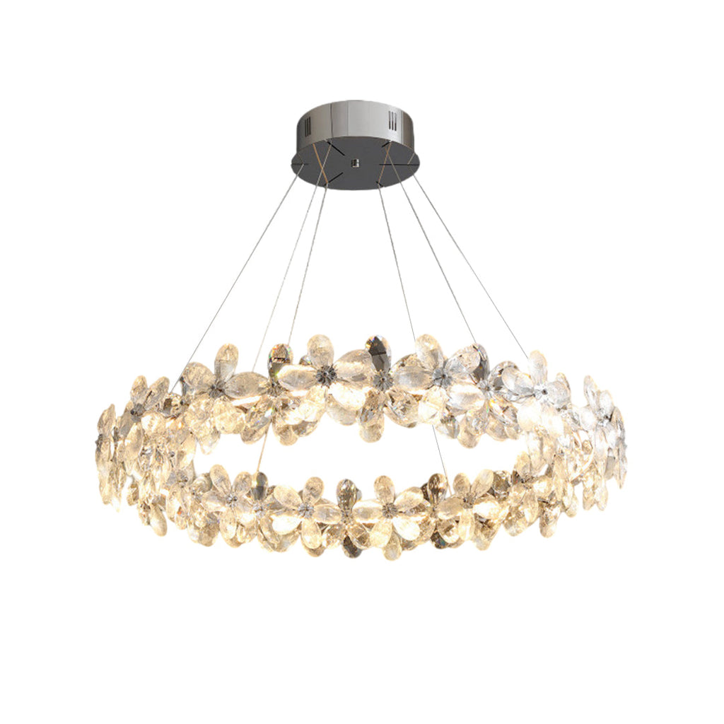 French Flower Crystal Chandelier - Elegant Dining Room Light Fixture