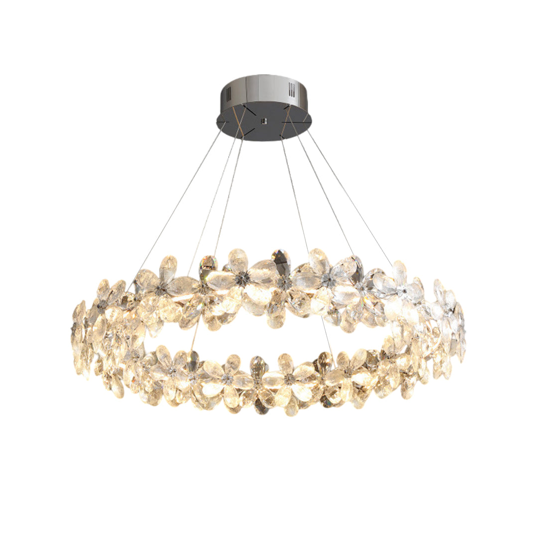 French Flower Crystal Chandelier - Elegant Dining Room Light Fixture