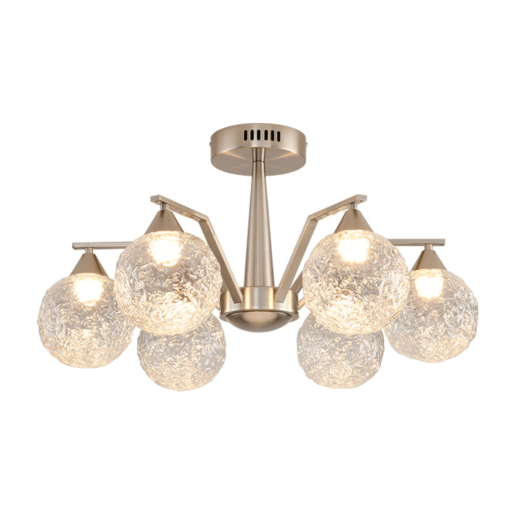 Sputnik Mid Century Semi-Flush Mount Ceiling Light - Silver Metal Pendant Fixture