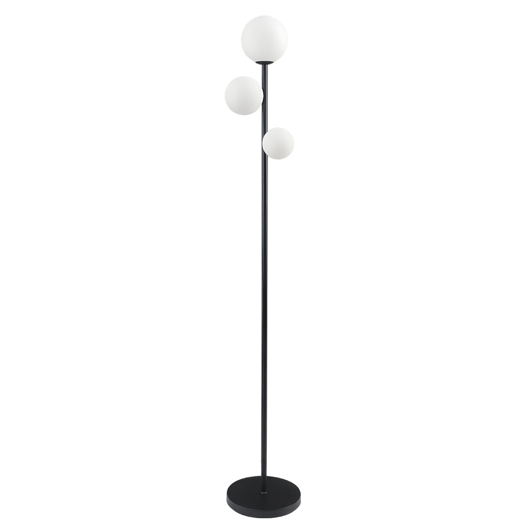 Modern 3-Light Gold Black White Globe Floor Lamp