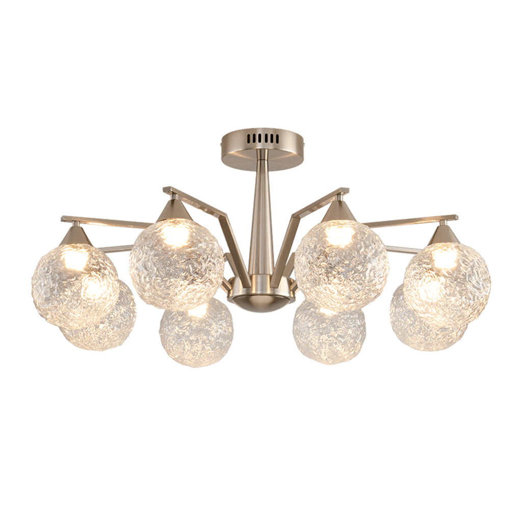 Sputnik Mid Century Semi-Flush Mount Ceiling Light - Silver Metal Pendant Fixture