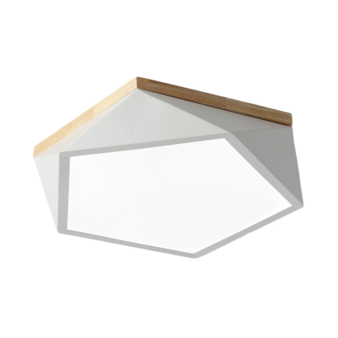 Colorful Flush Mount Ceiling Light - Nordic Geometric Wooden Lamp