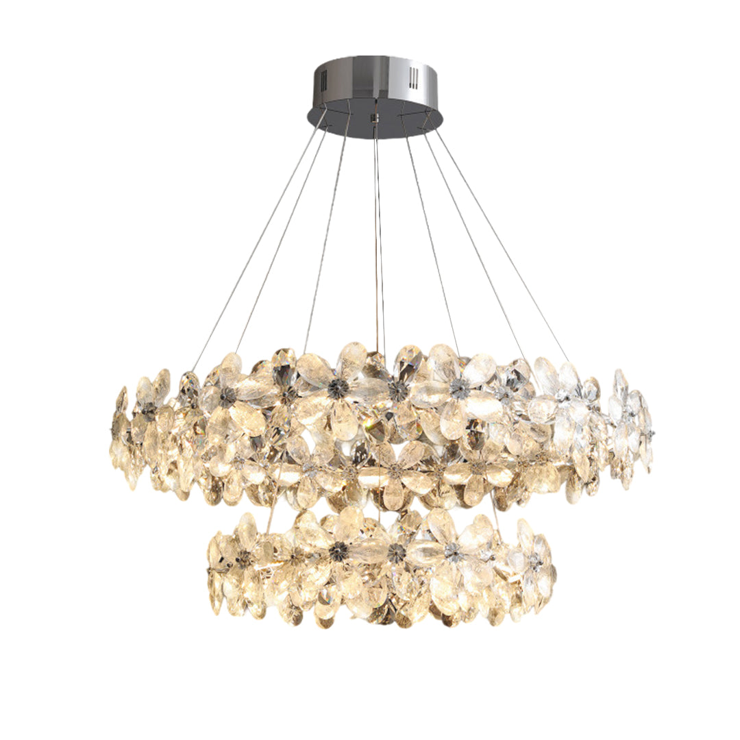 French Flower Crystal Chandelier - Elegant Dining Room Light Fixture