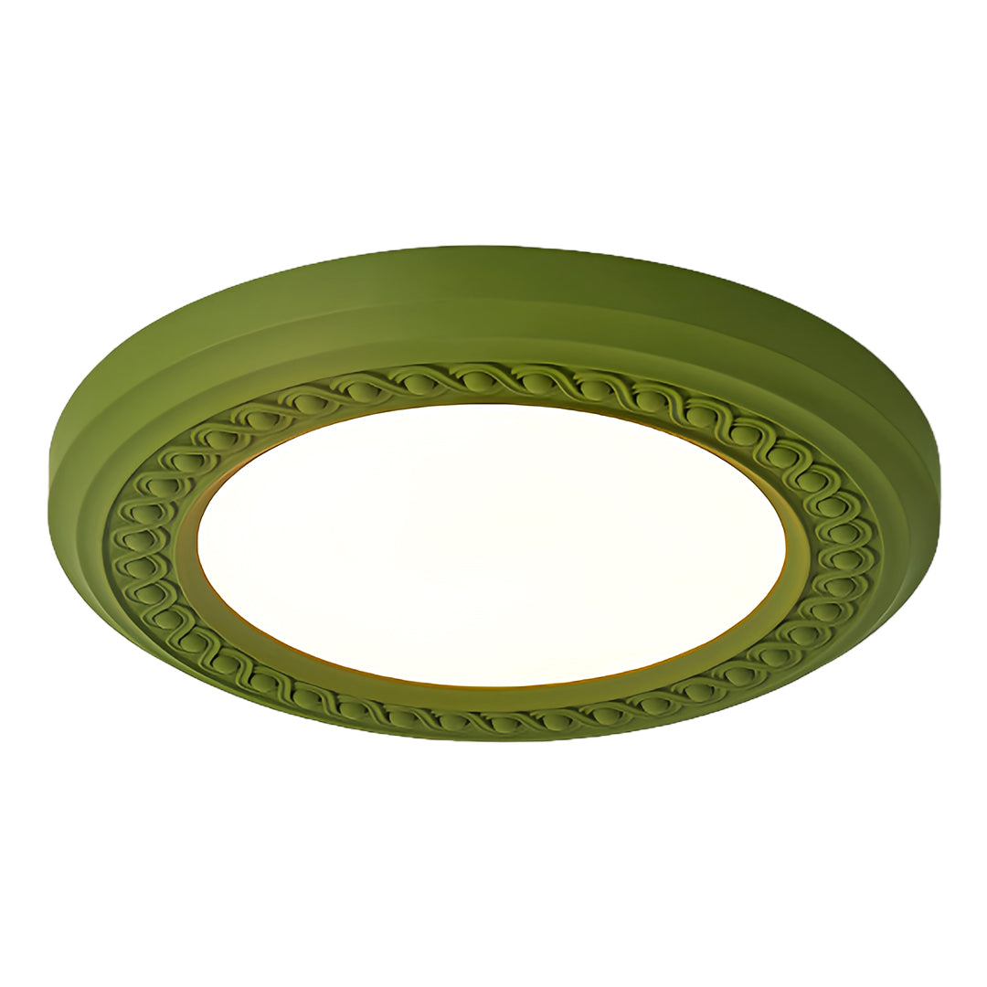 Retro Flush Mount Carved Resin Acrylic Ceiling Light