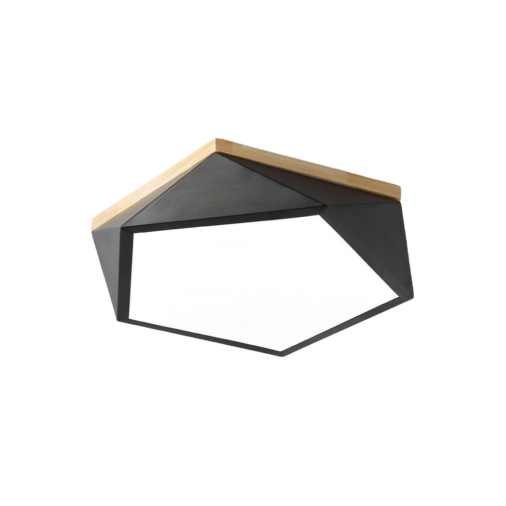 Colorful Flush Mount Ceiling Light - Nordic Geometric Wooden Lamp