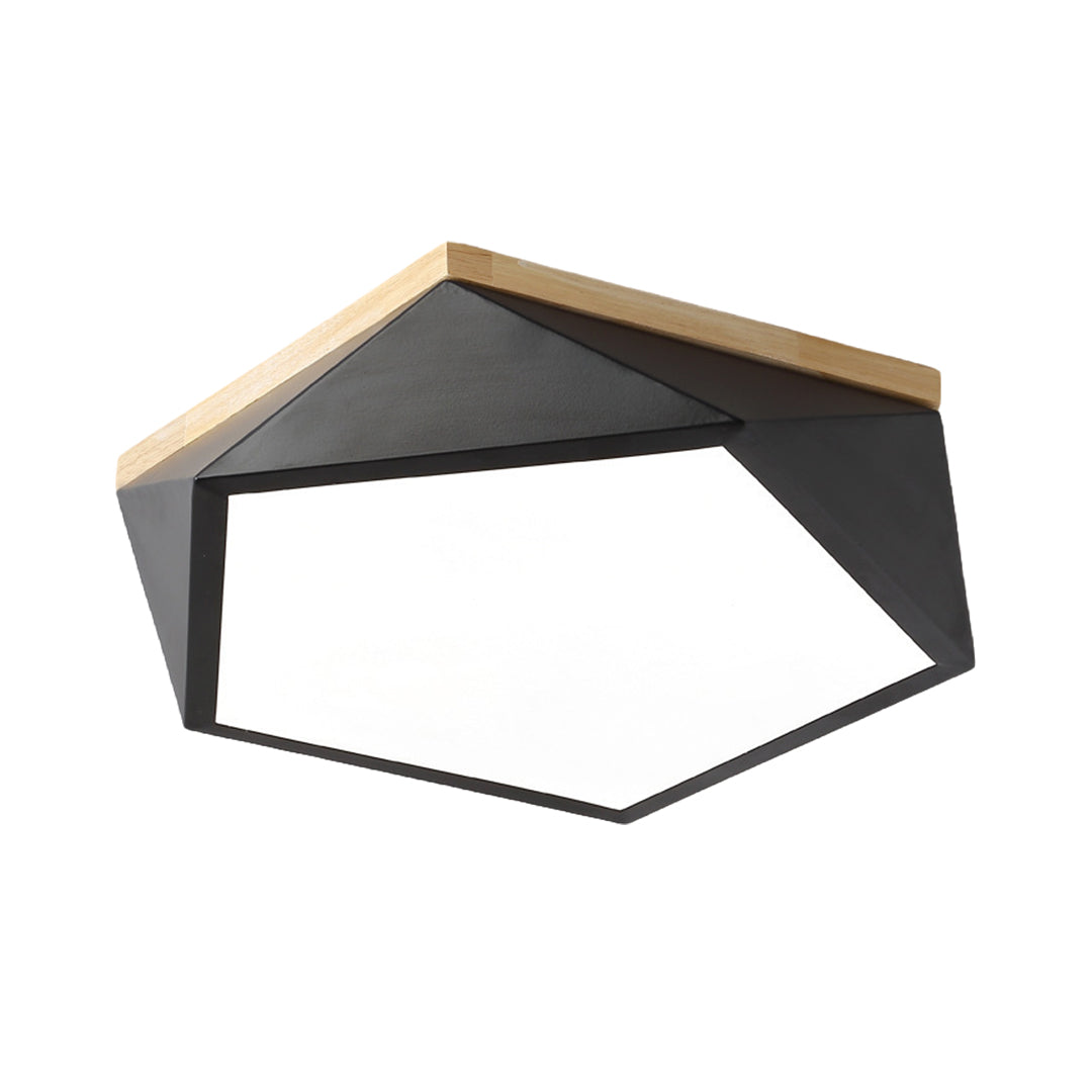 Colorful Flush Mount Ceiling Light - Nordic Geometric Wooden Lamp