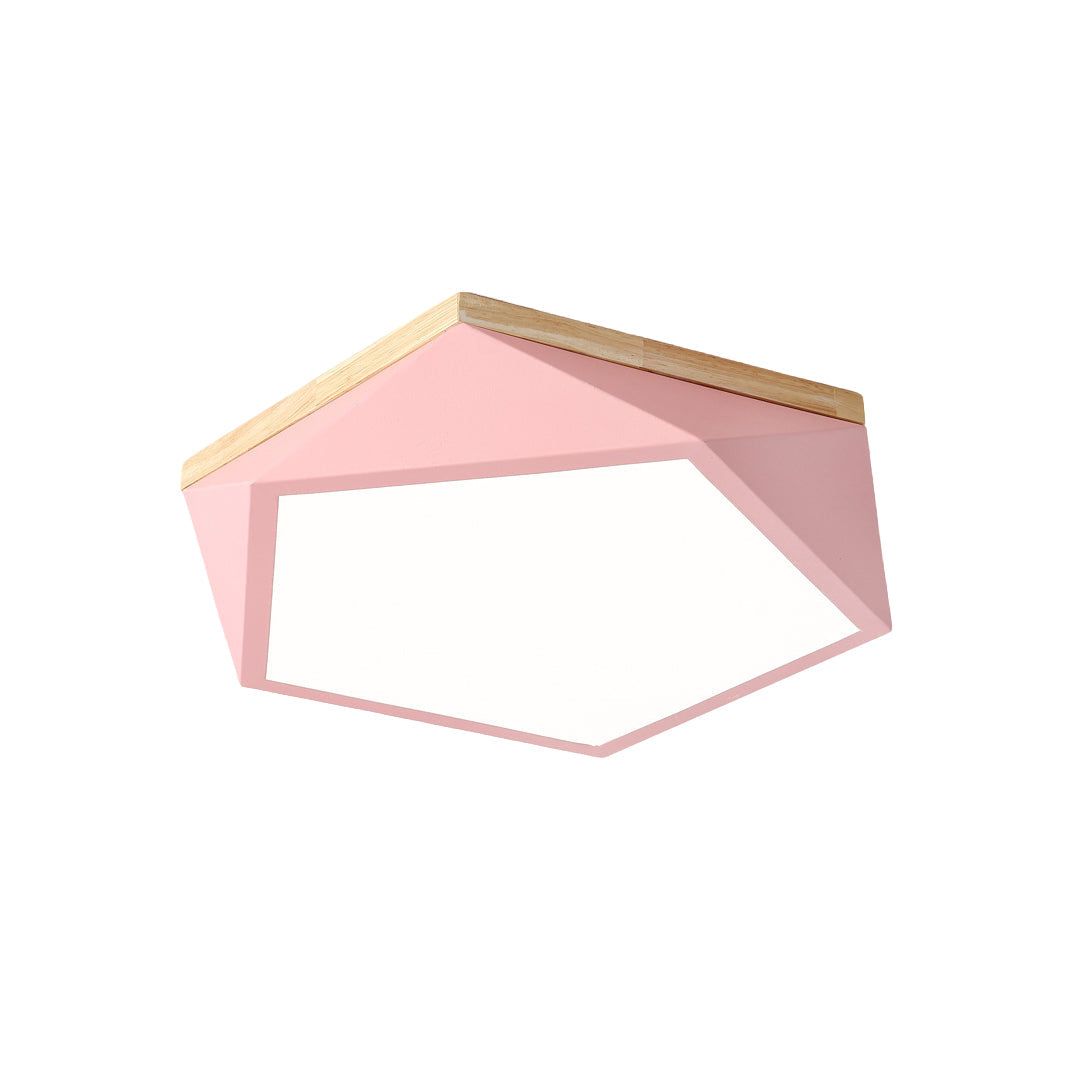 Colorful Flush Mount Ceiling Light - Nordic Geometric Wooden Lamp
