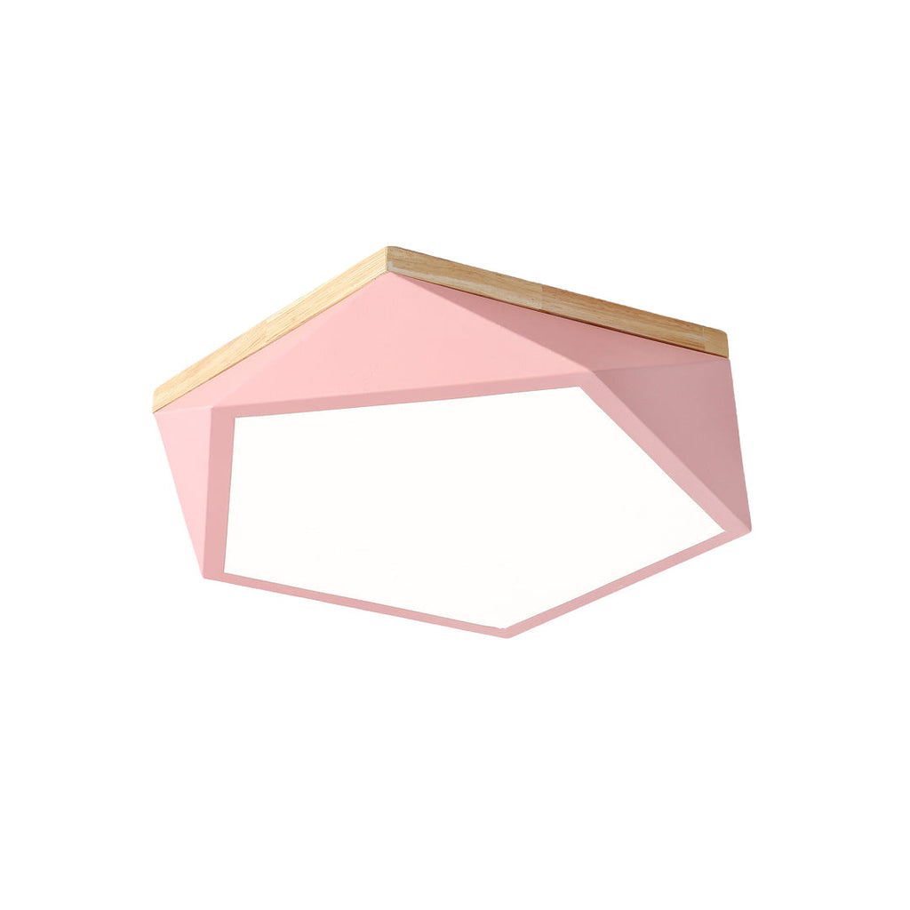 Colorful Flush Mount Ceiling Light - Nordic Geometric Wooden Lamp