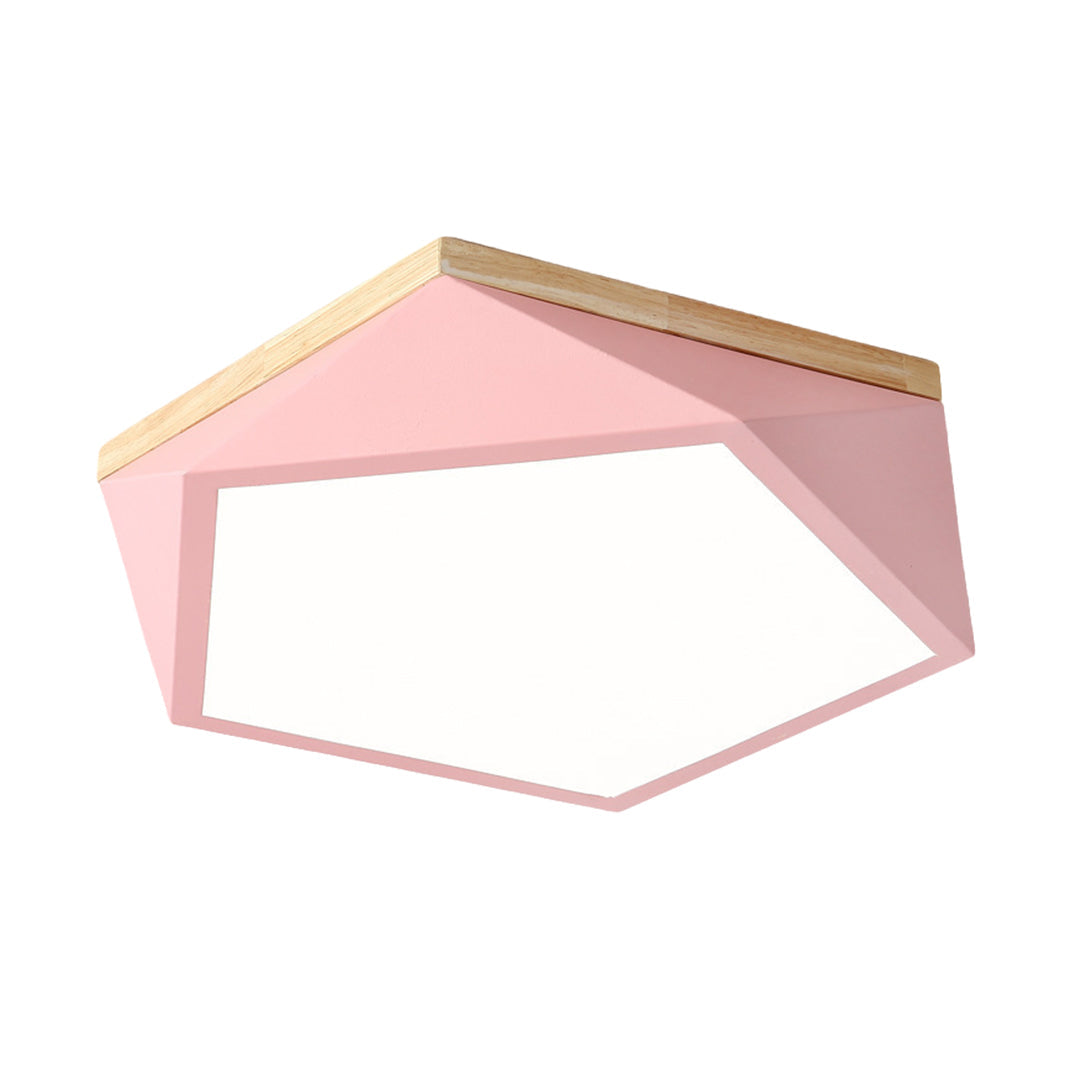 Colorful Flush Mount Ceiling Light - Nordic Geometric Wooden Lamp