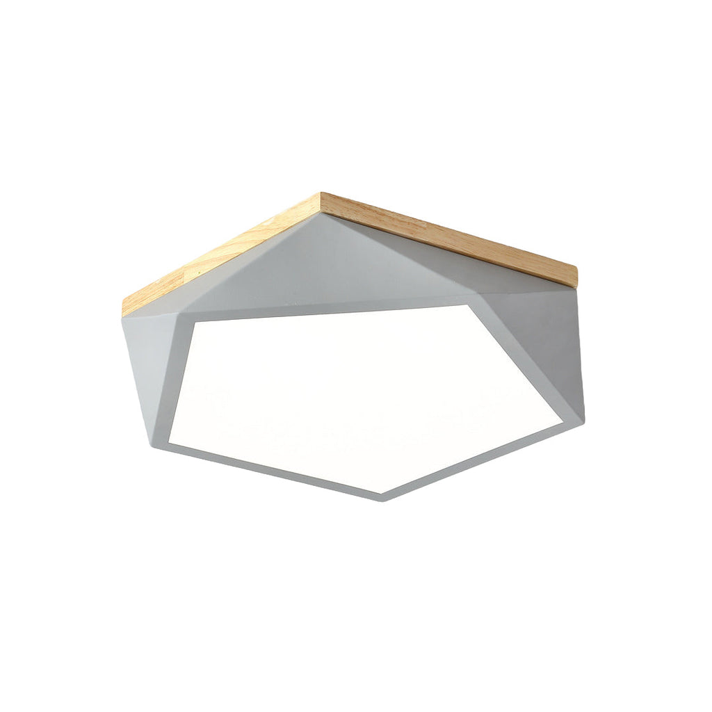 Colorful Flush Mount Ceiling Light - Nordic Geometric Wooden Lamp