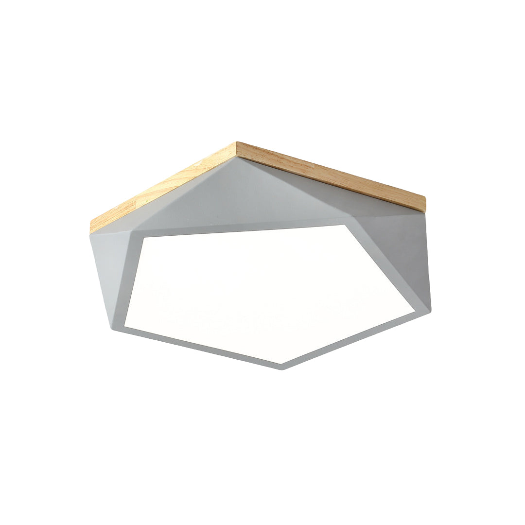 Colorful Flush Mount Ceiling Light - Nordic Geometric Wooden Lamp