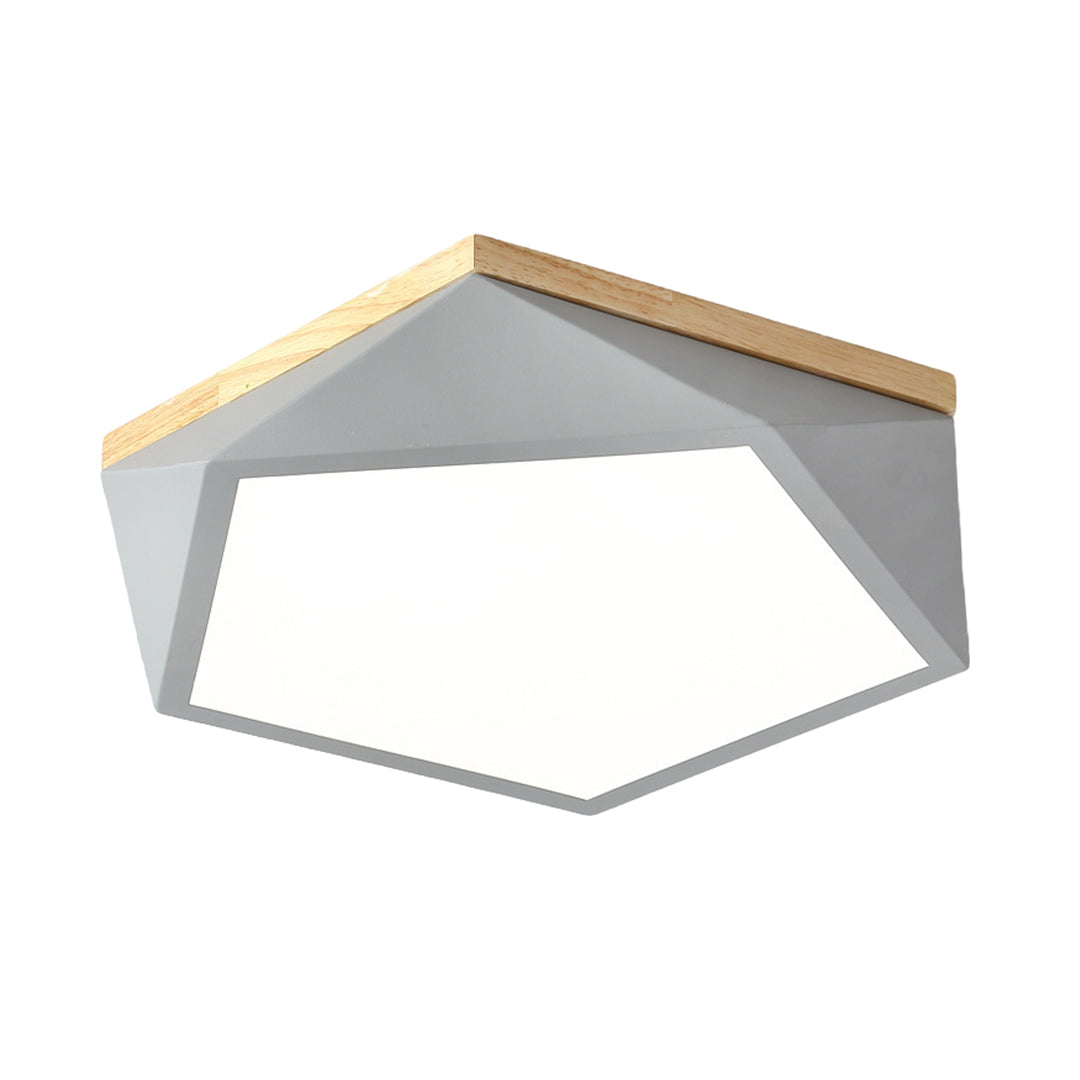 Colorful Flush Mount Ceiling Light - Nordic Geometric Wooden Lamp