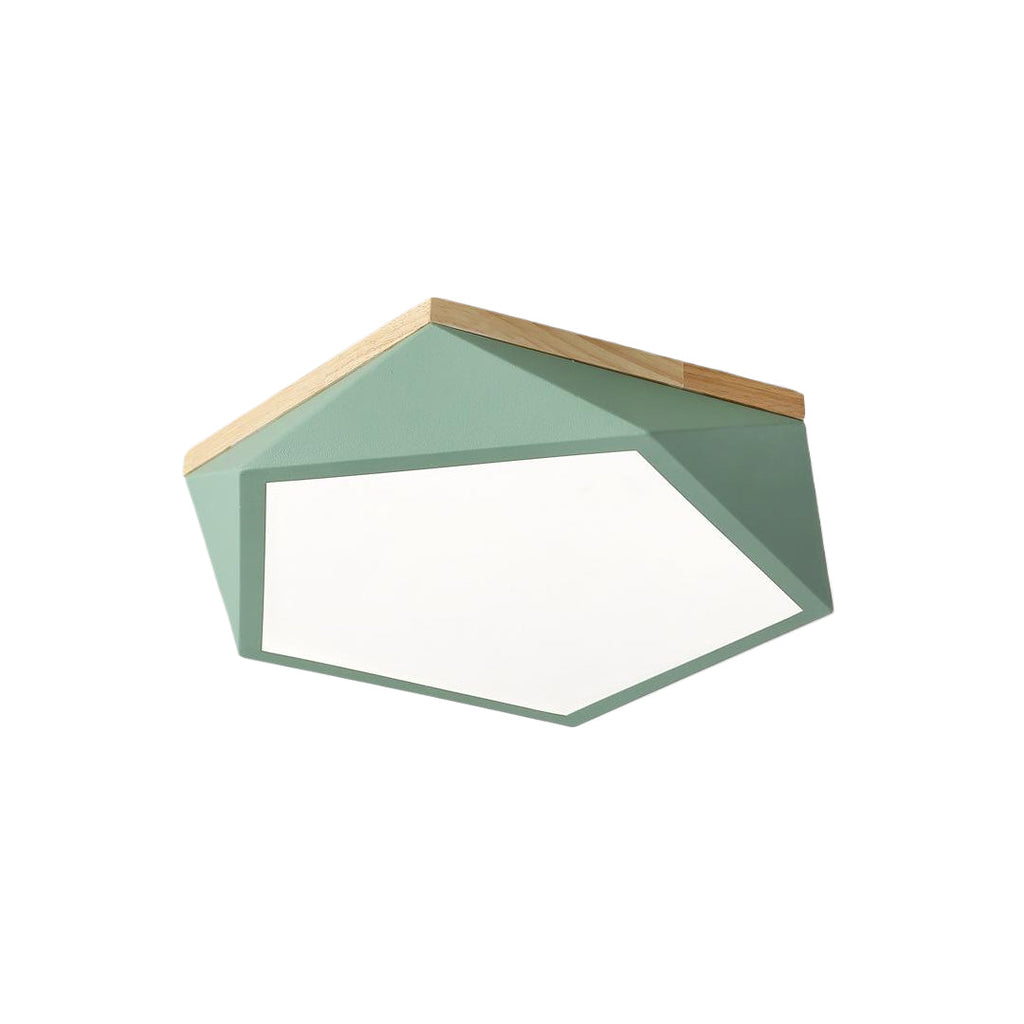Colorful Flush Mount Ceiling Light - Nordic Geometric Wooden Lamp