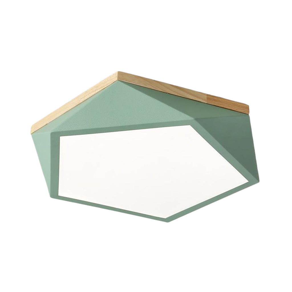 Colorful Flush Mount Ceiling Light - Nordic Geometric Wooden Lamp