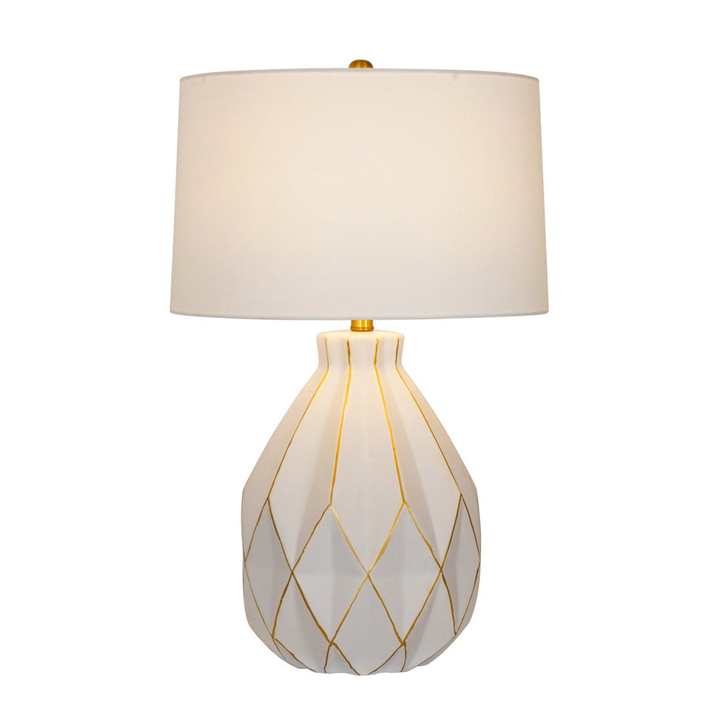 White Ceramic Table Lamp - Luxury Mid-Century Accent Light for Modern Decor