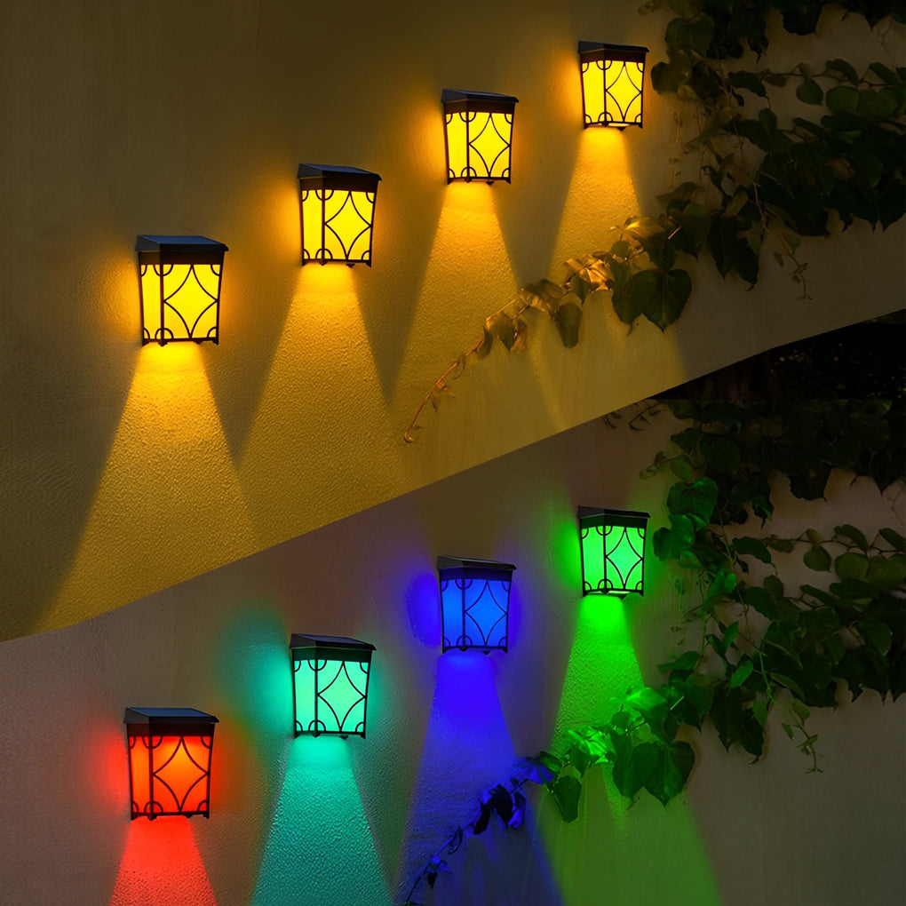 2Pcs Waterproof LED RGB Motion Sensor Solar Wall Lights