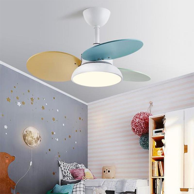 Colorful Kids Pendant Ceiling Fan with Light for Bedroom