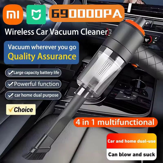 Compact Portable Cordless Car Vacuum Cleaner - Powerful Wet/Dry Suction