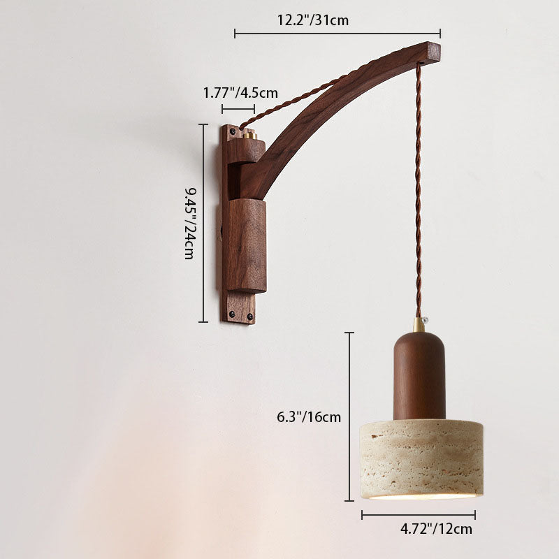 Japanese Wabi-Sabi Solid Wood Glass Horn Wall Sconce Lamp - Elegant Minimalist Lighting, Rustic Home Decor