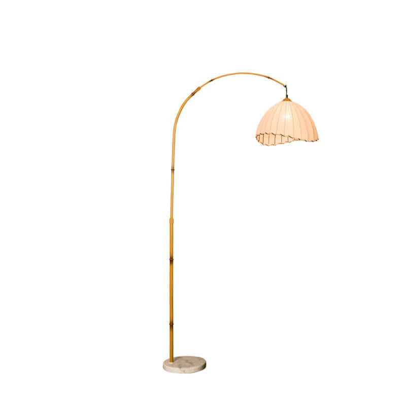 Vintage Fabric Marble Fishing Imitation Bamboo Floor Lamp with Light