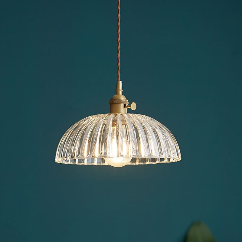 Contemporary Nordic Floral Glass Pendant Light - 1-Light Brass Fixture for Living Room & Bedroom