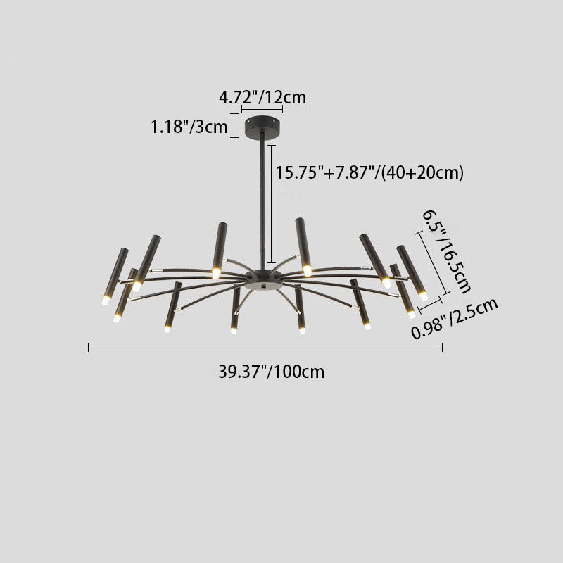 Contemporary Scandinavian Round Radioactive Iron Aluminum Chandelier 12/24 Light for Living Room