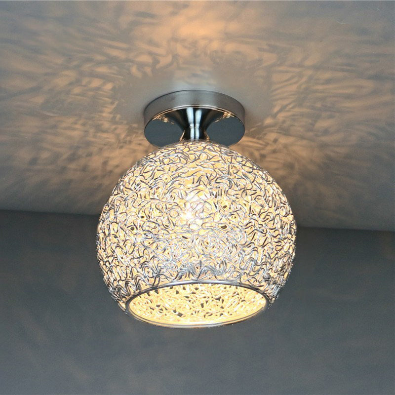 Contemporary Scandinavian Iron Aluminum Weaving Ball Semi-Flush Ceiling Light for Hallway