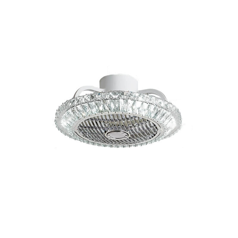 Nordic Crystal Round LED Flush Mount Ceiling Fan Light