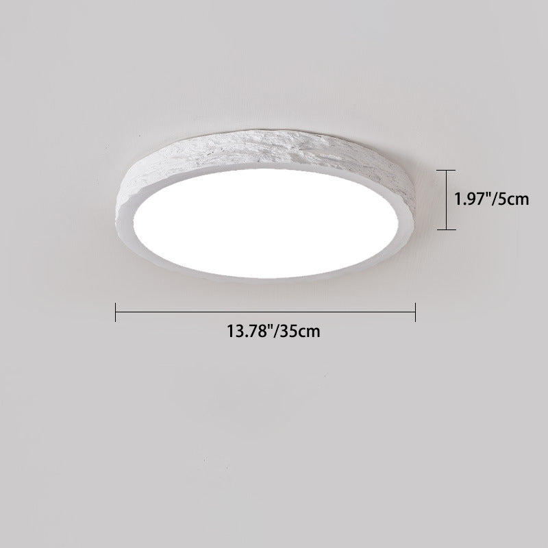 Modern Minimalist Round Stone Grain Resin Iron LED Ceiling Light for Bedroom