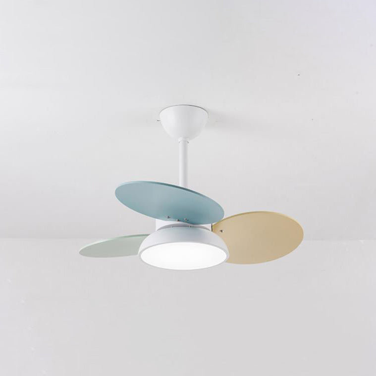 Colorful Round Fan Leaf Kids Downrods Ceiling Light