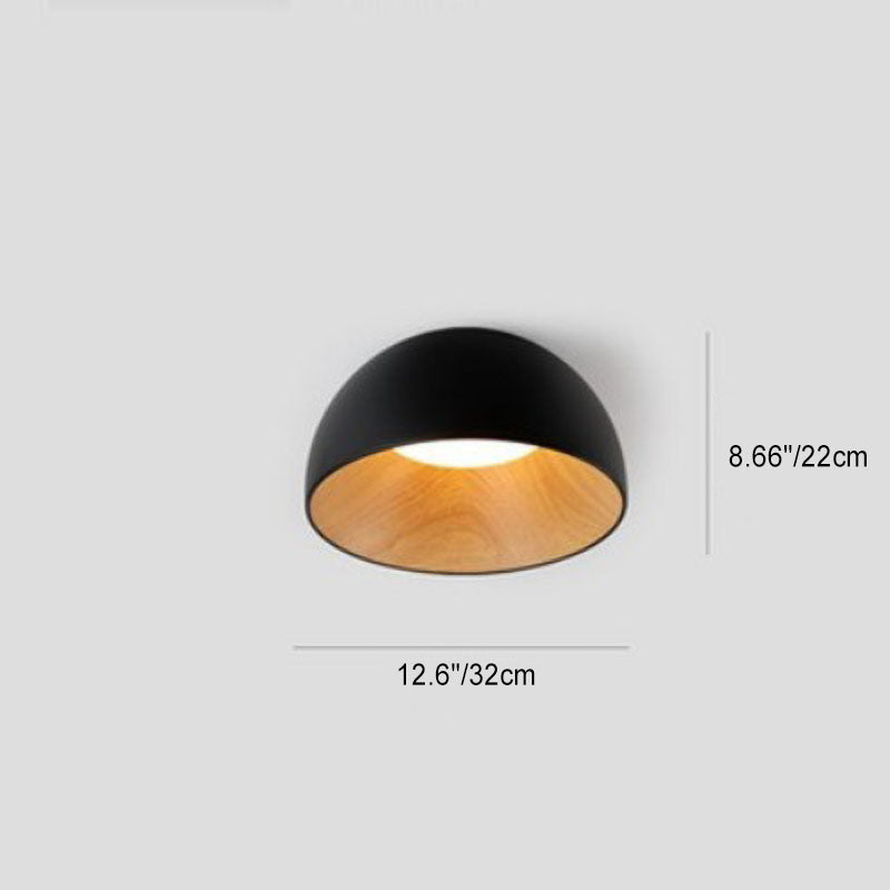 Minimalist Wooden Bowl Iron LED Ceiling Light Fixture