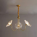 Modern Art Deco Gold Finish Chandelier with Lotus Leaf Glass Shade - 3/6 Lights for Living Room