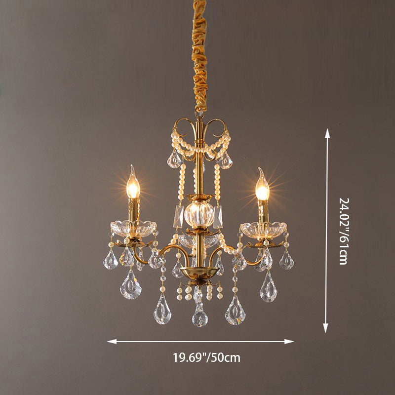 Traditional French Candelabra Crystal Iron Chandelier - 3/6/8 Lights for Living Room Elegance