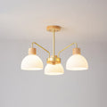 Nordic Vintage Wooden Glass Dome Chandelier 3/5 Light Fixture