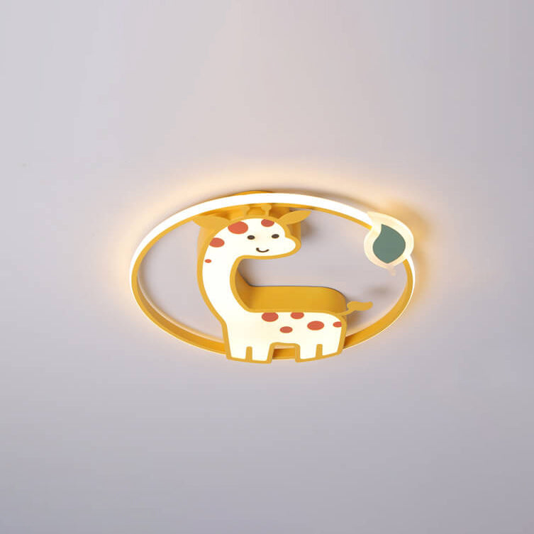 Cartoon Creative Giraffe Acrylic LED Flush Mount Ceiling Light for Kids Room, Nursery, Playroom, Children's Bedroom Lighting, Decorative Giraffe Ceiling Fixture, Colorful Cartoon Animal Design, Modern Kids Lighting Solution, Energy-Efficient LED Flush Lig