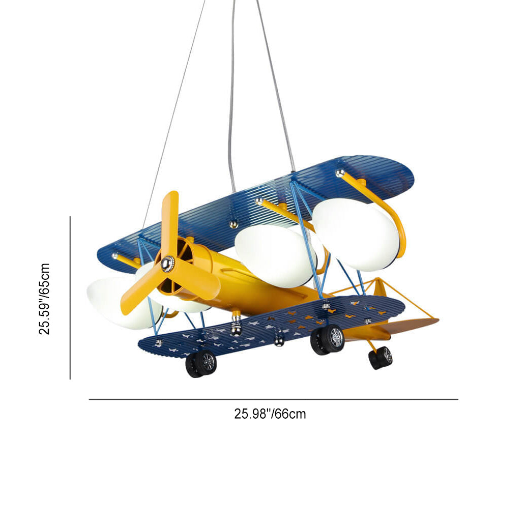 Contemporary Creative Cartoon Metal Aircraft Glass Shade 5-Light Kids Chandelier for Bedroom, Unique Kids Lighting Fixture, Fun Airplane Design, Stylish Bedroom Decor, Modern Ceiling Light for Children's Room, Colorful Aircraft Chandelier, Playful Lightin