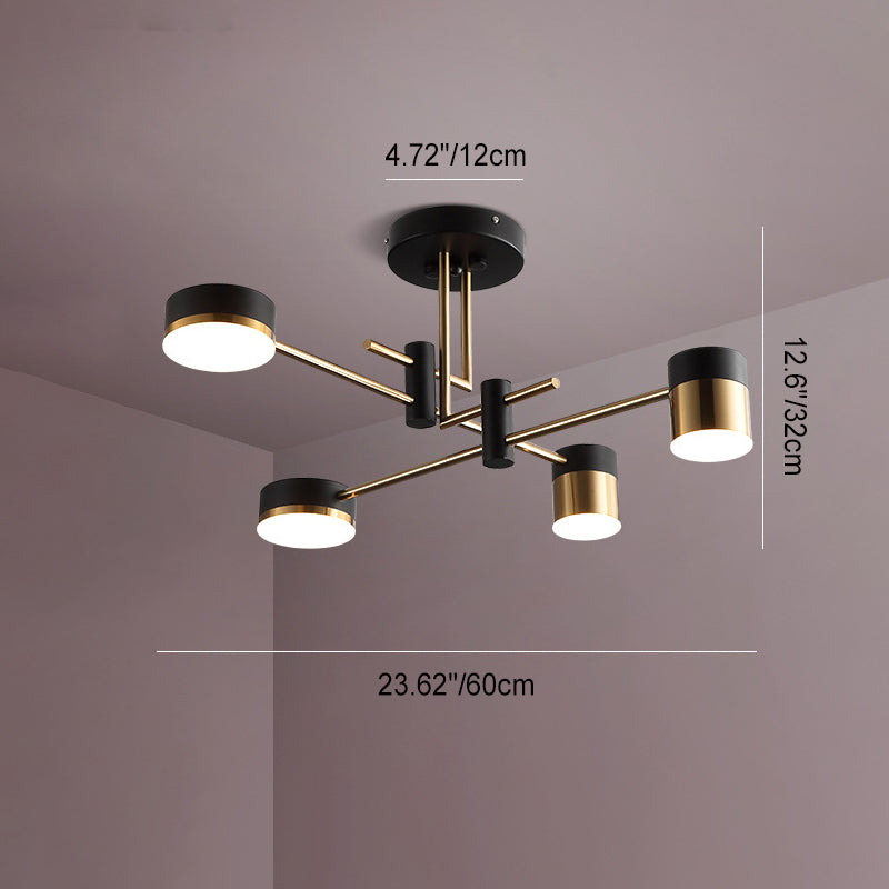 Scandinavian Iron Acrylic Round LED Semi-Flush Mount Ceiling Light for Living Room