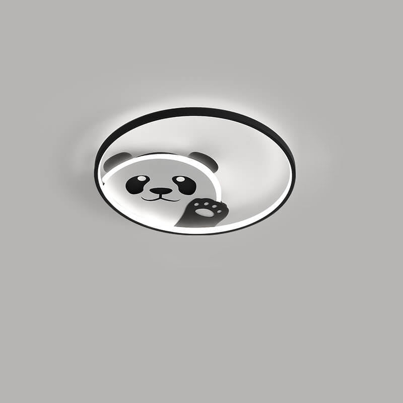 Cute Panda Round LED Flush Mount Ceiling Light - Cartoon Design, Kids Room Lighting, Adorable Home Decor